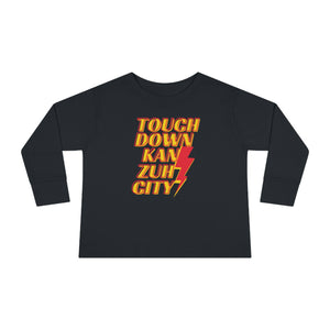 Touch Down Kan Zuh City Shirt, Love Kan Zuh City Football Shirt, Kan Zuh Football Toddler Long Sleeve Tee