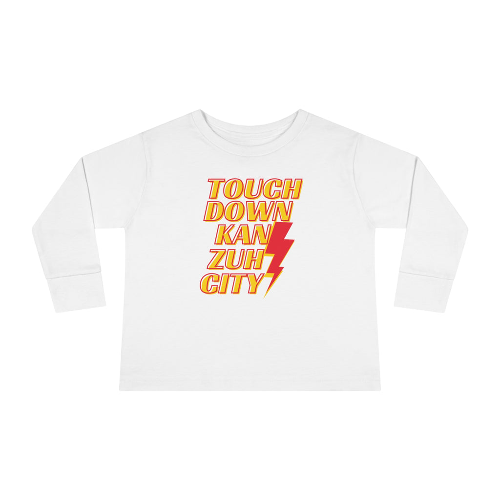 Touch Down Kan Zuh City Shirt, Love Kan Zuh City Football Shirt, Kan Zuh Football Toddler Long Sleeve Tee
